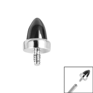 Titanium Bezel Set Black Agate Cone for Internal Thread shafts in 1.2mm