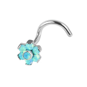 Titanium Claw Set Synth Opal Flower Nose Stud