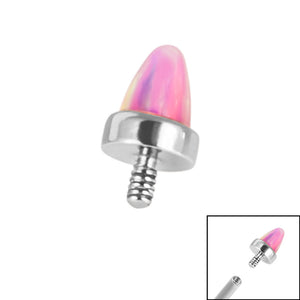 Titanium Bezel Set Synth Opal Cone for Internal Thread shafts in 1.2mm
