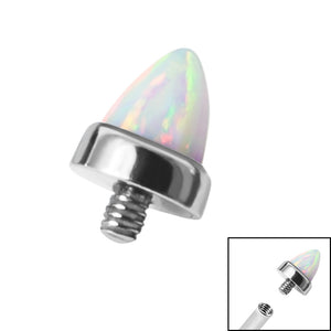 Titanium Bezel Set Synth Opal Cone for Internal Thread shafts in 1.6mm. Also fits Dermal Anchor