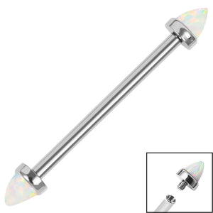 Titanium Internally Threaded Industrial Scaffold Bars 1.6mm - Titanium Bezel Set Synth Opal Cones