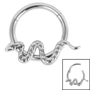 Titanium Snake Hinged Clicker Ring