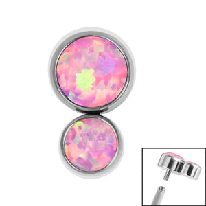 Titanium Bezel Set Duo Synth Opal Top for Internal Thread shafts in 1.2mm