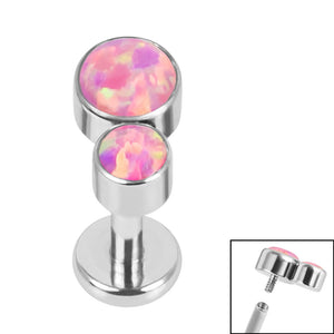Titanium Internally Threaded Labrets 1.2mm - Titanium Bezel Set Duo Synth Opal
