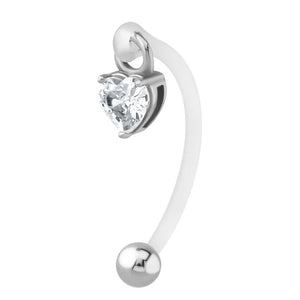Bioflex Jewelled Heart Drop Genital Curved Bar