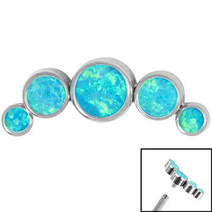 Titanium (Infinity) Bezel Set 5 Opal Crescent for Internal Thread shafts in 1.2mm