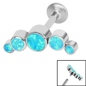Titanium Internally Threaded Labrets 1.2mm - Infinity Titanium Bezel Set 5 Opal Crescent
