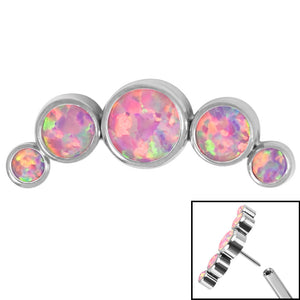 Titanium Threadless (Bend fit) (Infinity) Bezel Set 5 Opal Crescent