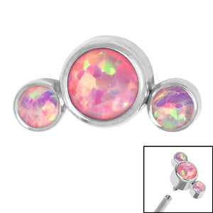 Titanium (Infinity) Bezel Set 3 Opal Crescent for Internal Thread shafts in 1.2mm