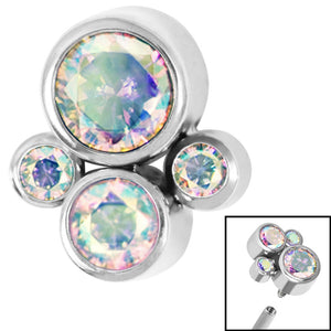 Titanium (Infinity) Bezel Set Jewelled Cluster for Internal Thread shafts in 1.2mm