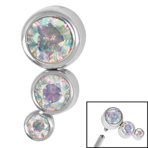 Titanium (Infinity) Bezel Set Triple Jewel Curve for Internal Thread Shafts in 1.2mm