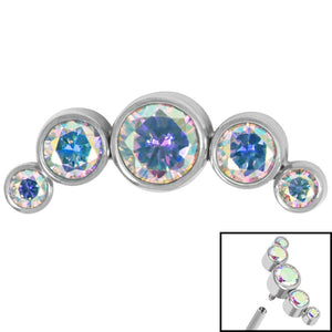 Titanium (Infinity) Bezel Set 5 Jewel Crescent for Internal Thread shafts in 1.2mm