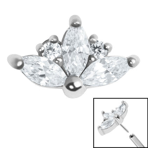 Steel Threadless (Bend fit) Claw Set 3 Jewelled Marquise Sunset
