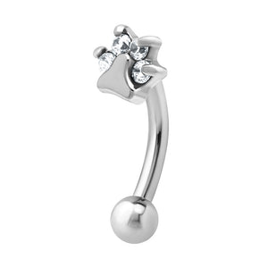Steel Claw Set Jewelled Paw Print Micro Curved Bar 1.2mm
