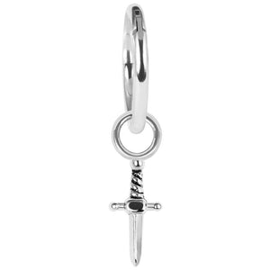 Steel Hinged Segment Ring with Steel Mini Dagger Charm