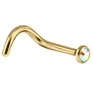 Gold Titanium Jewelled Nose Stud