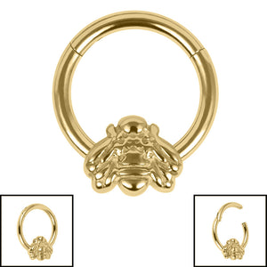 Titanium Honey Bee Hinged Clicker Ring