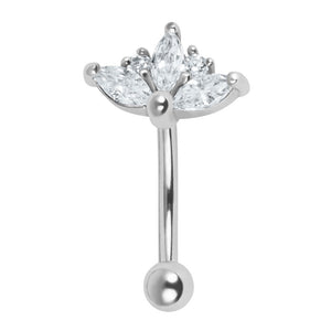 Steel Claw Set 3 Jewelled Marquise Sunset Micro Curved Bar 1.2mm