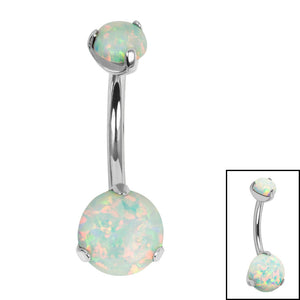 Belly Bar - Titanium Internal Thread Claw Set Opal