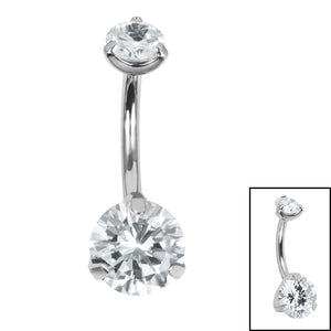 Belly Bar - Titanium Internal Thread Claw Set Double Jewelled
