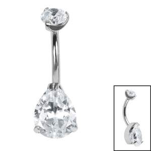 Belly Bar - Titanium Internal Thread Claw Set Jewelled Pear