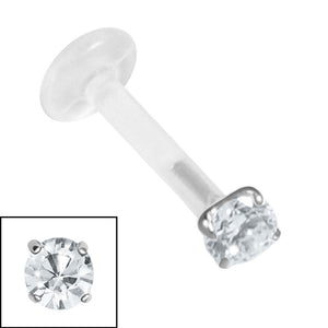 Bioflex Push-fit Labret with Steel Claw Set Round Gem