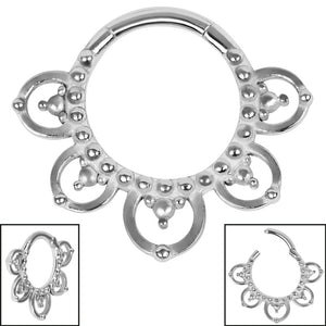 Steel Petal Mandala Hinged Clicker Ring
