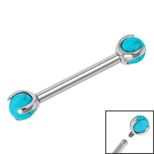 Titanium Internally Threaded Barbells 1.6mm - Titanium Claw Set Synthetic Turquoise
