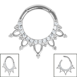 Steel Claw Set Tribute Mandala Hinged Clicker Ring