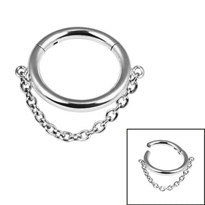 Titanium Orbit Single Chain Hinged Clicker Ring
