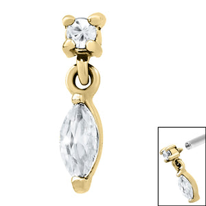Steel Jewelled Solitaire with Marquise Drop Gem for Internal Thread shafts in 1.2mm