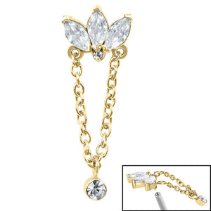 Steel Marquise Jewelled Fan Chain Drop  for Internal Thread shafts in 1.2mm