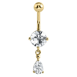 Belly Bar - Steel Jewelled Pear Drop