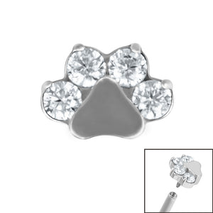 Titanium Claw Set Jewelled Paw Print for Internal Thread shafts in 1.2mm