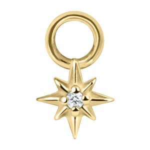 Steel Charm - 8 Point Jewelled Star
