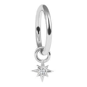 Steel Hinged Segment Ring with Steel 8 Point Jewelled Star Charm