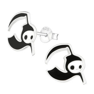 Sterling Silver Grim Reaper Ear Stud Earrings ES46