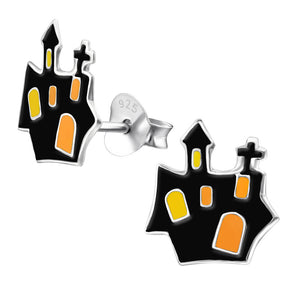Sterling Silver Haunted House Ear Stud Earrings ES51