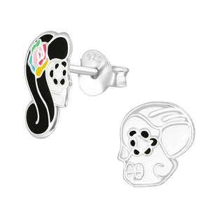 Sterling Silver Day of the Dead Ear Stud Earrings ES48
