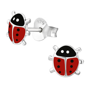 Sterling Silver Ladybird Ear Stud Earrings ES114
