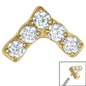 Titanium Claw Set Jewelled Chevron for Internal Thread shafts in 1.2mm