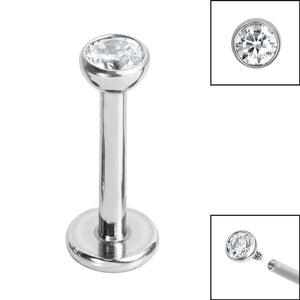 Titanium Internally Threaded Labrets 1.2mm - Titanium Jewelled Half Ball