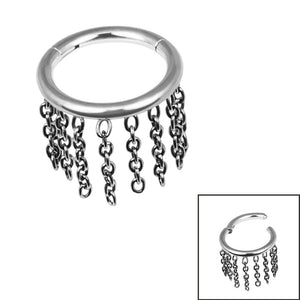Titanium Fringe Chain Orbit  Hinged Clicker Ring