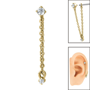 Steel Piercing Connection Chain with Drop Gem for Internal Thread shafts in 1.2mm