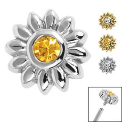 Steel Bezel Set Jewelled Sunflower for Internal Thread shafts in 1.2mm