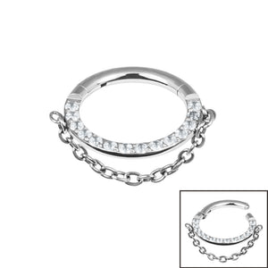 Titanium Hinged Pave Set Eternity Single Chain Clicker Ring