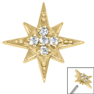 Steel Jewelled Large 8 point Star for Internal Thread shafts in 1.2mm