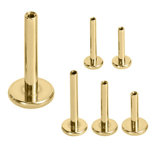 Gold Plated Titanium Threadless Labret 1.2mm 