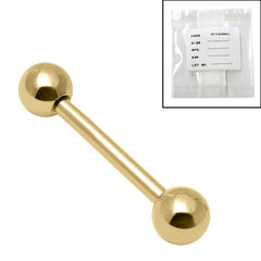 Sterile Gold Plated Titanium (PVD) Barbell 1.6mm