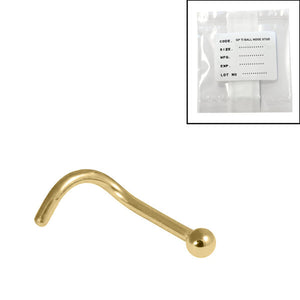 Sterile Gold Plated Titanium (PVD)  Nose Studs - Ball